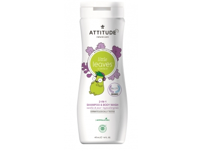 ATTITUDE Dětské tělové mýdlo a šampon (2 v 1) ATTITUDE Little leaves s vůní vanilky a hrušky 473 ml