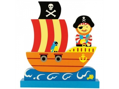 Bigjigs Toys Magnetické puzzle pirátska loď