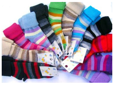 Diba Vlněné dětské ponožky pruhované - vel. 9 (4-5 roků)